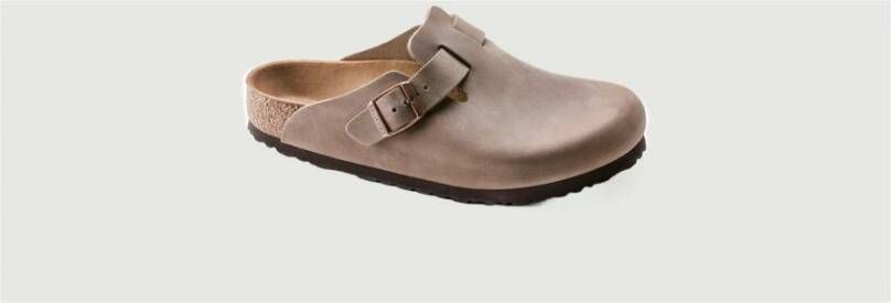 Birkenstock Suede Leren Boston Muiltjes met Verstelbare Gesp Grijs Heren