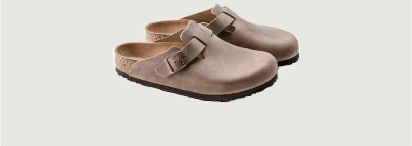 Birkenstock Suede Leren Boston Muiltjes met Verstelbare Gesp Grijs Heren