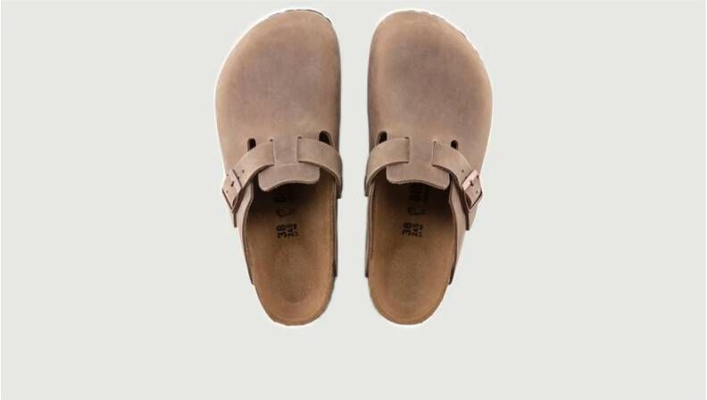 Birkenstock Suede Leren Boston Muiltjes met Verstelbare Gesp Grijs Heren