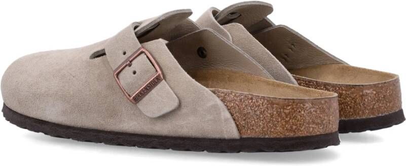 Birkenstock Suede Sandalen met Metalen Gesp Beige Heren