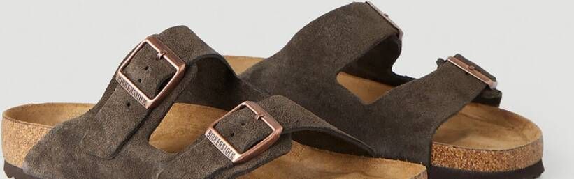 Birkenstock Suède Sandalen met Twee Riem Brown Heren