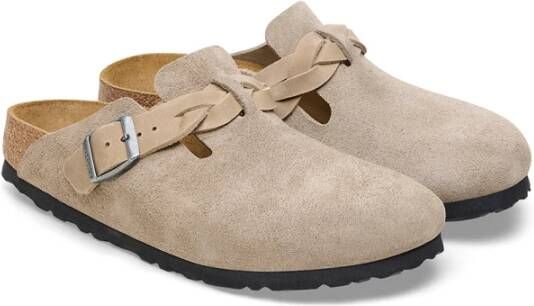 Birkenstock Taupe Gevlochten Leren Sandalen Beige Dames