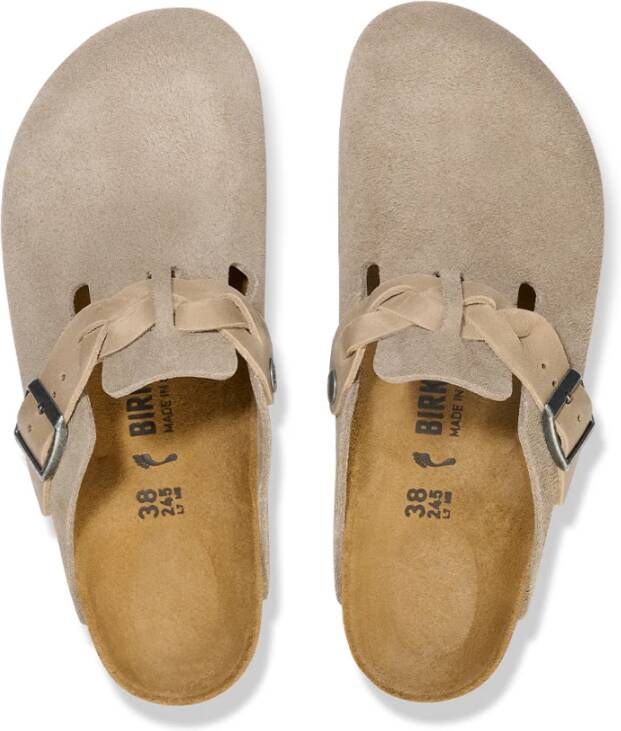 Birkenstock Taupe Gevlochten Leren Sandalen Beige Dames