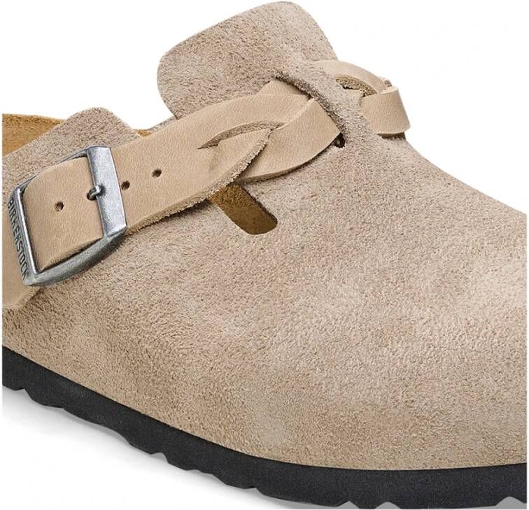 Birkenstock Taupe Gevlochten Leren Sandalen Beige Dames