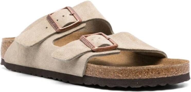 Birkenstock Taupe Suède Instap Sandalen Beige Heren