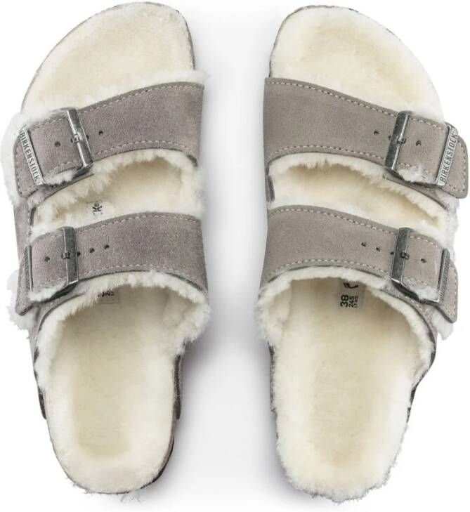 Birkenstock Leren Slides Grijs Dames