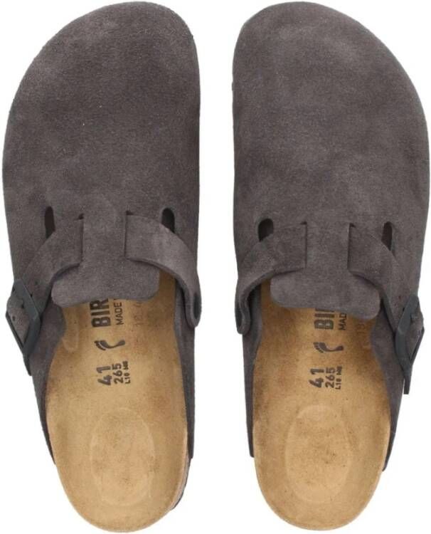 Birkenstock Velours Muiltjes met Metalen Afwerking Gray Heren