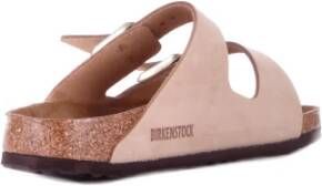 Birkenstock Verstelbare Logo Sandalen Rubberen Zool Beige Dames