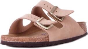 Birkenstock Verstelbare Logo Sandalen Rubberen Zool Beige Dames