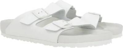 Birkenstock Witte Leren Platte Sandalen White Heren