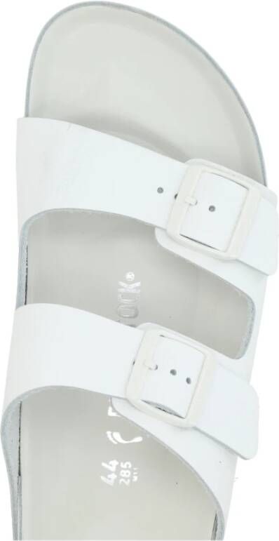 Birkenstock Witte Leren Platte Sandalen White Heren