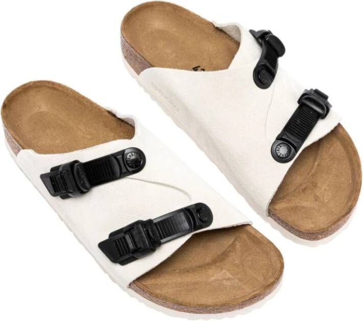 Birkenstock Witte Suède Platte Sandalen White Heren