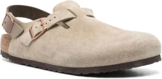 Birkenstock Zacht Suède Leren Klomp Beige Heren