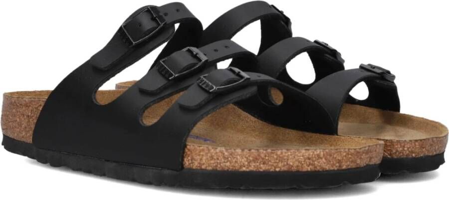 Birkenstock Zachte Foodbed Dames Slippers Zwart Leer Black Dames