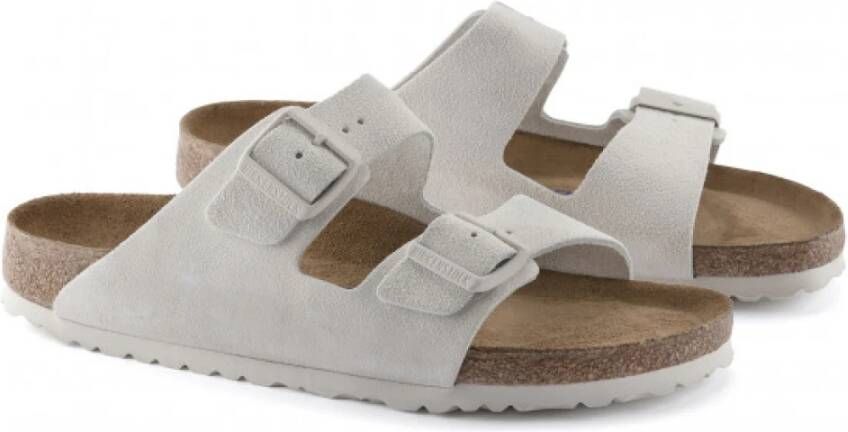 Birkenstock Zachte Voetbed Suède Leren Sandalen White Dames