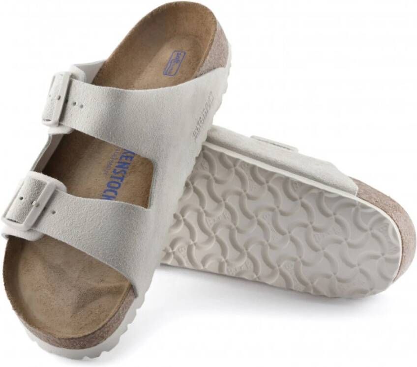 Birkenstock Zachte Voetbed Suède Leren Sandalen White Dames