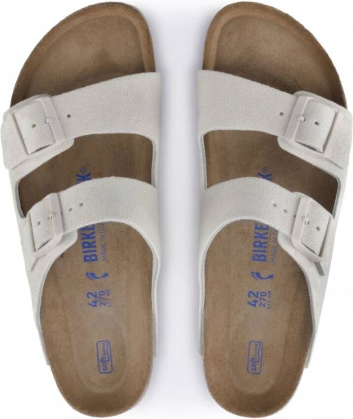 Birkenstock Zachte Voetbed Suède Leren Sandalen White Dames