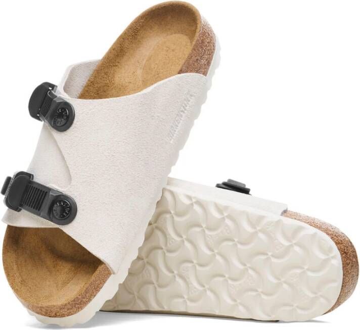 Birkenstock Tech Antique White Suede Leren Slippers White Heren