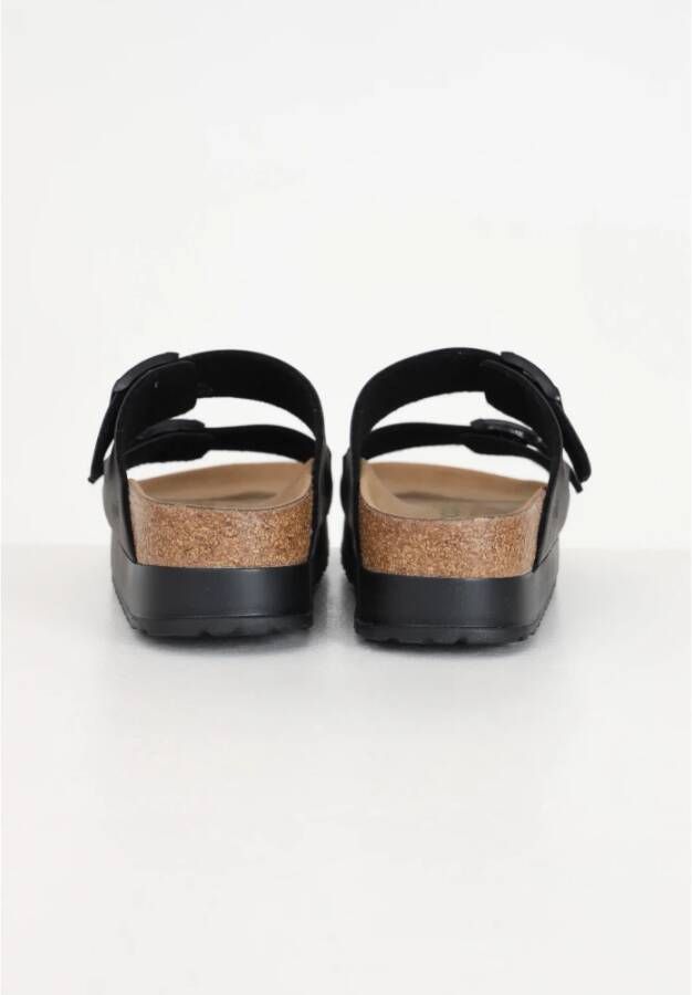 Birkenstock Zwarte Arizona PAP Flex Platform Sliders Black Dames