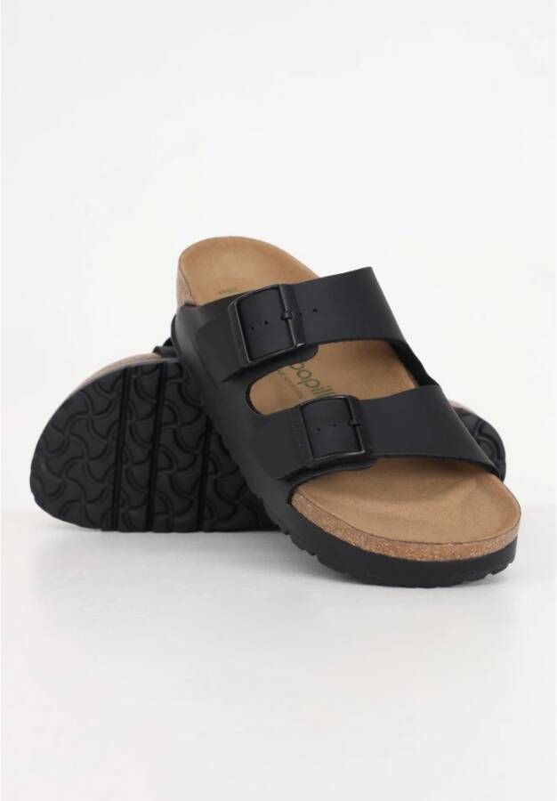 Birkenstock Zwarte Arizona PAP Flex Platform Sliders Black Dames