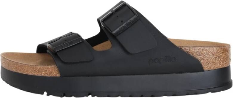 Birkenstock Zwarte Arizona PAP Flex Platform Sliders Black Dames