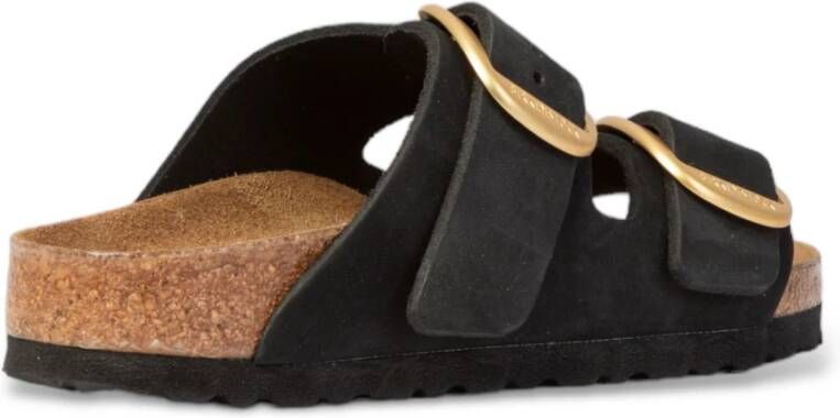 Birkenstock Zwarte Big Buckle Nubuck Sandalen Black Dames