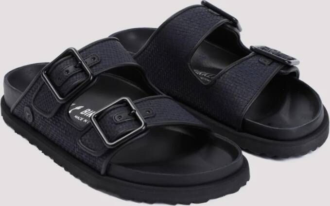 Birkenstock Zwarte Leren Geweven Sandalen Black Heren