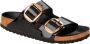 Birkenstock Zwarte Leren Grote Gesp Sandaal Black Dames - Thumbnail 2