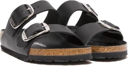 Birkenstock Zwarte Leren Sandalen Black Dames