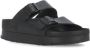 Birkenstock Zwarte Leren Sliders Ronde Neus Sandalen Black - Thumbnail 11