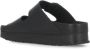 Birkenstock Zwarte Leren Sliders Ronde Neus Sandalen Black - Thumbnail 12