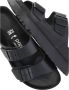 Birkenstock Zwarte Leren Sliders Ronde Neus Sandalen Black - Thumbnail 14