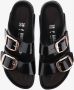 Birkenstock Zwarte Leren Verstelbare Sandalen met Gouden Gespen Black Dames - Thumbnail 2