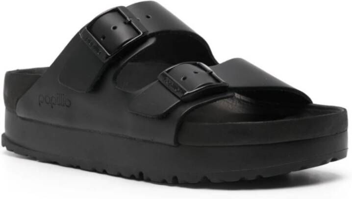 Birkenstock Zwarte Platform Sandalen Papillio Samenwerking Black Dames