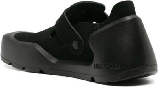 Birkenstock Zwarte Platte Pantoffel Diepblauwe Zool Black Heren