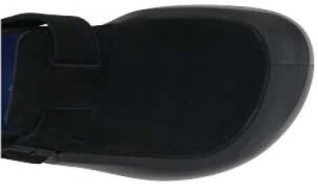 Birkenstock Zwarte Platte Pantoffel Diepblauwe Zool Black Heren