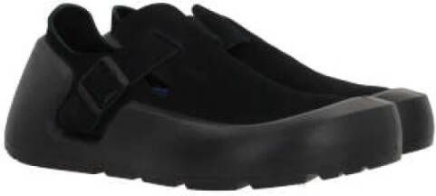 Birkenstock Zwarte Platte Pantoffel Diepblauwe Zool Black Heren