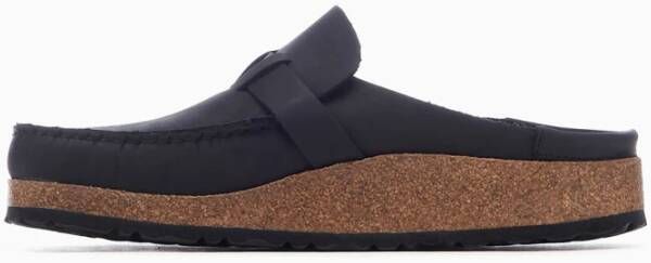 Birkenstock Zwarte platte schoenen leer dames Black Dames