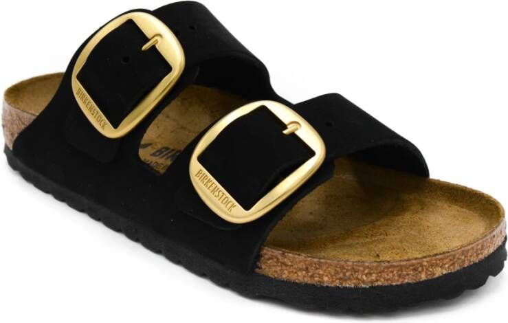 Birkenstock Zwarte Sandalen met Grote Gesp Black Dames