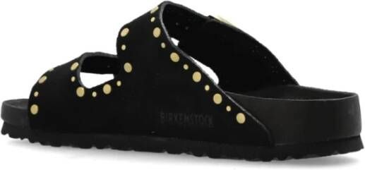 Birkenstock Zwarte Studs Platte Sandalen Black Dames