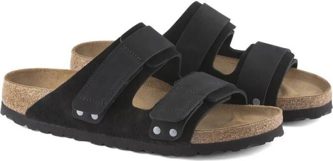 Birkenstock Zwarte Suède en Nubuck Sandaal UJI Black Heren