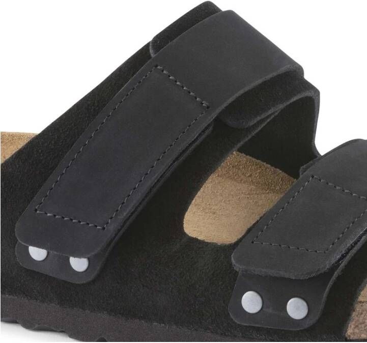 Birkenstock Zwarte Suède en Nubuck Sandaal UJI Black Heren