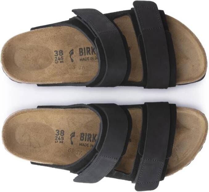 Birkenstock Zwarte Suède en Nubuck Sandaal UJI Black Heren