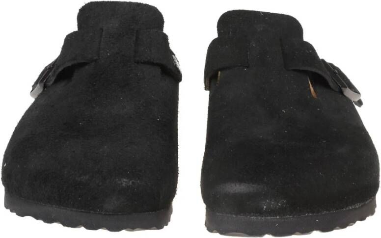 Birkenstock Zwarte Suède Muil met Verstelbare Gesp Black Dames