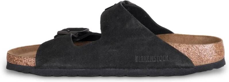 Birkenstock Zwarte Suède Sandalen Black Heren