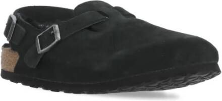 Birkenstock Zwarte Suède Sandalen met Shearling Black Dames