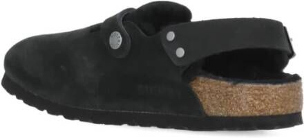 Birkenstock Zwarte Suède Sandalen met Shearling Black Dames