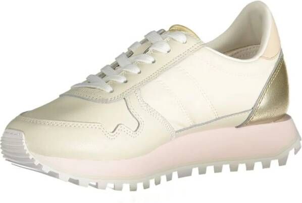 Blauer Beige Polyester Sneaker met Contrastdetails Beige Heren