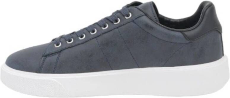 Blauer Blauwe Leren Sneaker met Logo Patch Blue Heren