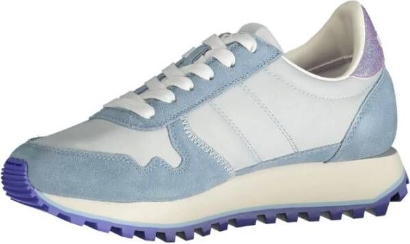 Blauer Blauwe Sneaker met Contrastdetails Blue Heren